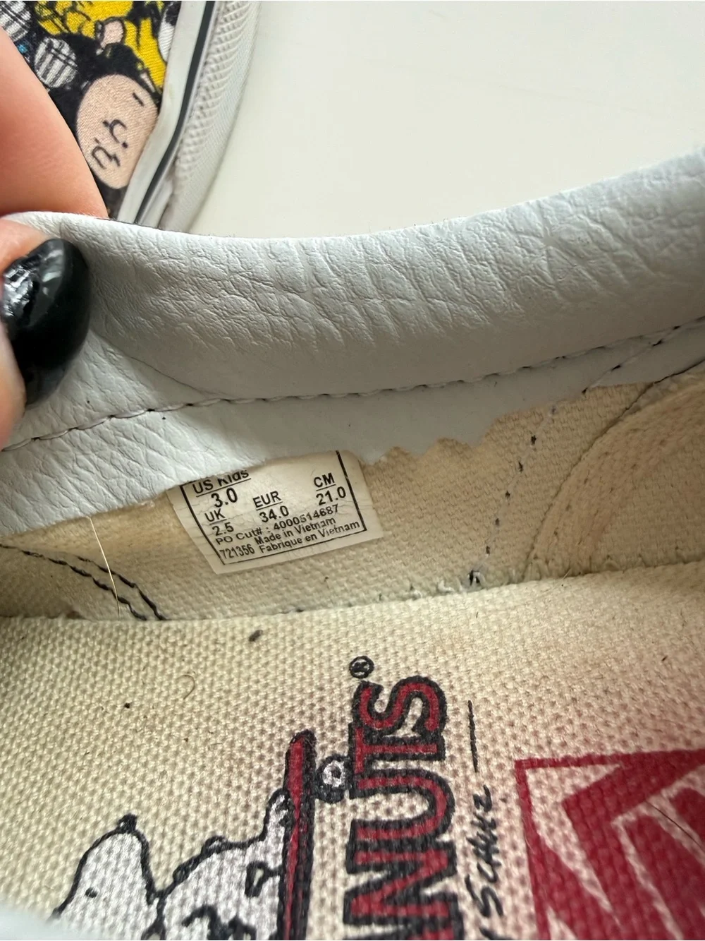 VANS x Peanuts Slip On Sneakers size 3